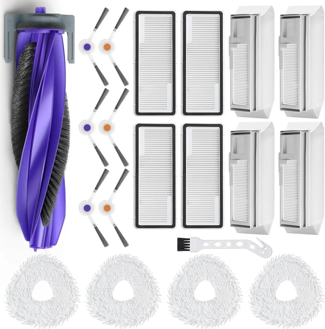 Main image of 20Pcs Replacement Parts for Narwal Freo X Ultra Accessories Robot Vacuum Cleaner Spare Kit, 1 Main Roller Brush, 4 Hepa Filters, 4 Mop Pads, 4 Dust Bags, 6 Side Brush,1 Clean Tool