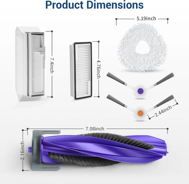 Alt view image 3 of 7 - 20Pcs Replacement Parts for Narwal Freo X Ultra Accessories Robot Vacuum Cleaner Spare Kit, 1 Main Roller Brush, 4 Hepa Filters, 4 Mop Pads, 4 Dust Bags, 6 Side Brush,1 Clean Tool