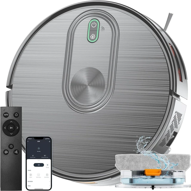 Main image of Robot Vacuum and Mop, 6500Pa Suction, 2 in 1 Robotic Vacuum with Gyro Inertial Navigation, 200 Min Runtime, App/Remote/Voice Control, Ideal for Pet Hair, Hard Floor, Carpet
