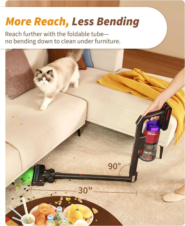 Alt view image 3 of 7 - ElecKeys 650W 55kPa Foldable Cordless Vacuum Cleaner with Charging Dock