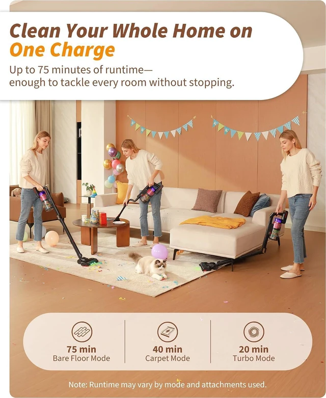 Alt view image 5 of 7 - ElecKeys 650W 55kPa Foldable Cordless Vacuum Cleaner with Charging Dock