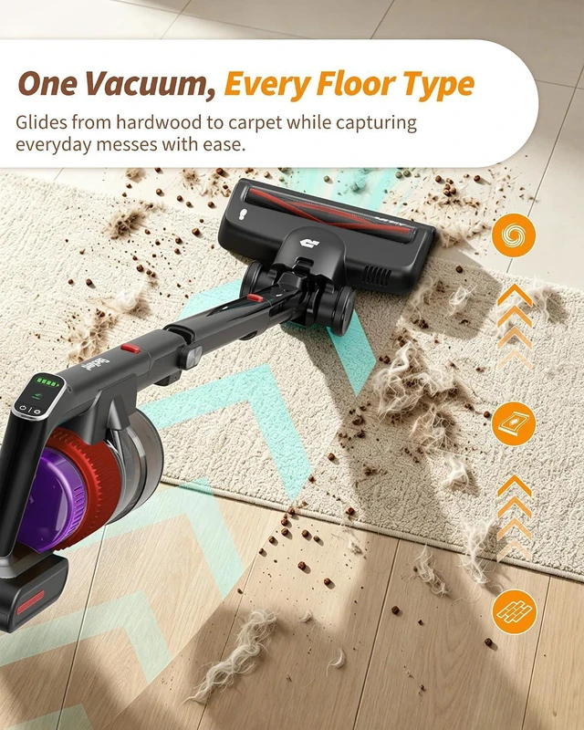 Alt view image 6 of 7 - ElecKeys 650W 55kPa Foldable Cordless Vacuum Cleaner with Charging Dock