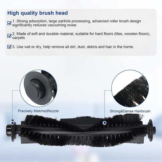 Alt view image 3 of 7 - 13 Pack Replacement Parts for bObsweep Robotic Vacuum Cleaner for in for Orb-i for Ultra-Vision for RC400,1 Main Brush,4 Side Brushes,4,4 Bags(B)