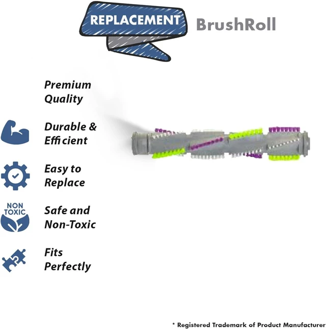 Alt view image 2 of 4 - Triple Action Brushroll for Bissell 2043, 20431, 20432, 20438, 2043W & 2043U, 1611316