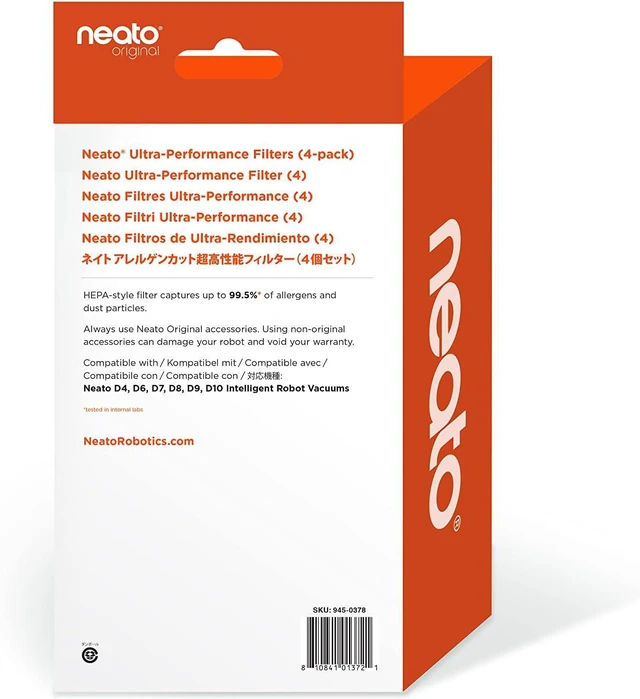 Alt view image 2 of 5 - Neato Robotics Original Replacement Parts- Ultra-Performance Filters (4-pack). Developed for D9, also compatible with D10, D8, D7, D6, D4 Robot Vacuums.