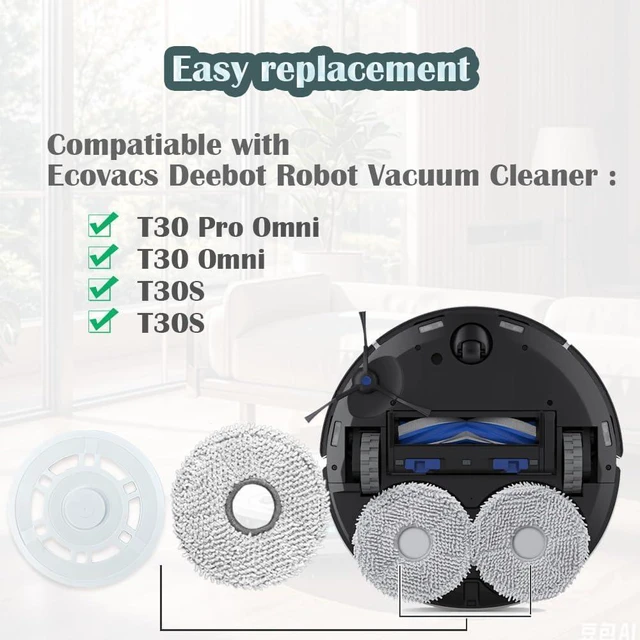 Alt view image 2 of 6 - Ytaland 2 Pack Replacement Mop Pads Holder for Ecovacs Deebot T30 Pro Omni/T30 Omni/T30S/T30S Combo Robot Vacuum Cleaner Accessories, Washable Mopping Pad