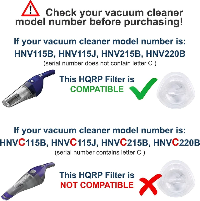 Alt view image 5 of 7 - HQRP 10-pack Filter compatible with Black+Decker HNV115B, HNV115J, HNV215B, HNV220B series Hand Vac Vacuum Cleaners, EVF100 Replacement
