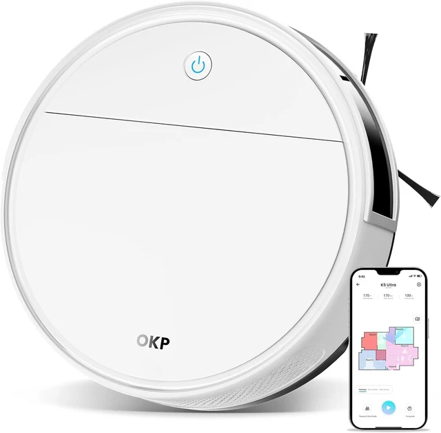 Main image of OKP K5 Ultra Robot Vacuum and Mop Combo,2.9 inch Small Robot Vacuum with ToF LiDAR Navigation,170Min Runtime,PSD Obstacle Avoidance,Automatic Charging,WiFi/App/Alexa Control, for Pet Hair and Home