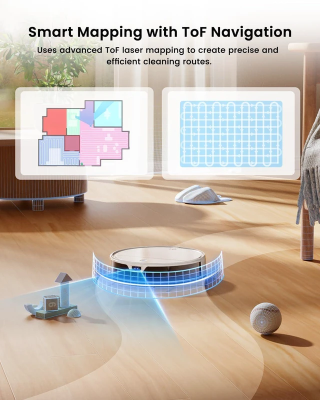 Alt view image 2 of 7 - OKP K5 Ultra Robot Vacuum and Mop Combo,2.9 inch Small Robot Vacuum with ToF LiDAR Navigation,170Min Runtime,PSD Obstacle Avoidance,Automatic Charging,WiFi/App/Alexa Control, for Pet Hair and Home