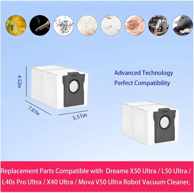 Alt view image 6 of 6 - Dust Bags and Mop Pads Replacement parts for Mova P70 Pro Ultra / V50 Ultra