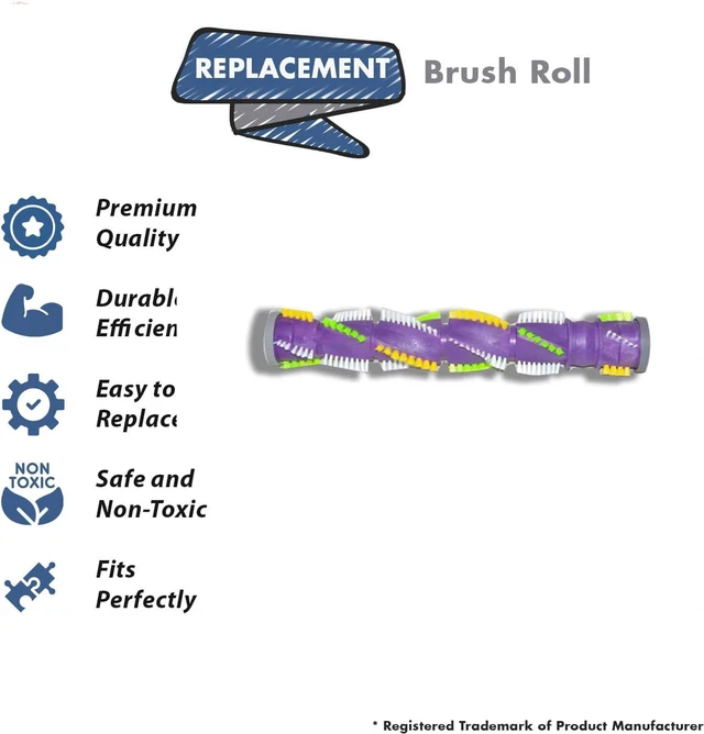 Alt view image 2 of 4 - Replacement Part For Bissell 1611230 Vacuum Cleaner Gray Brushroll To Fit 1819, 1819R, 1824