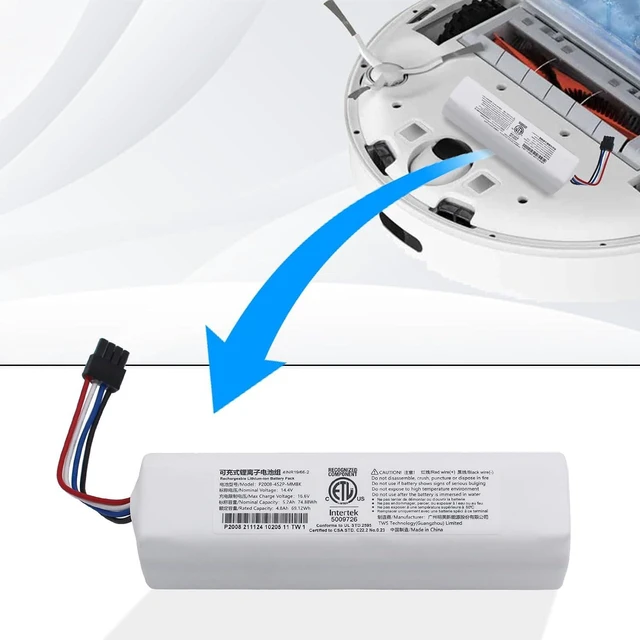 Alt view image 2 of 7 - Original P2008-4S2P-MMBK Battery Accessories for Dreame F9/D9/D9 Pro/D9 Max/L10 Pro/Z10 Pro/Dreame L10S Ultra Vacuum Cleaner 14.4V 5200mAh