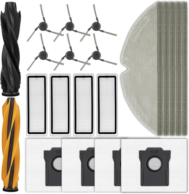 Main image of (21 Pack) D20 Pro Plus Replacement Parts Compatible with Dreame D20 Pro Plus Robot Vacuum Cleaner, 2 Roller Brushes, 5 Mop Pads, 4 HEPA Filters, 4 Dust Bags, 6 Side Brushes, Accessories Kit