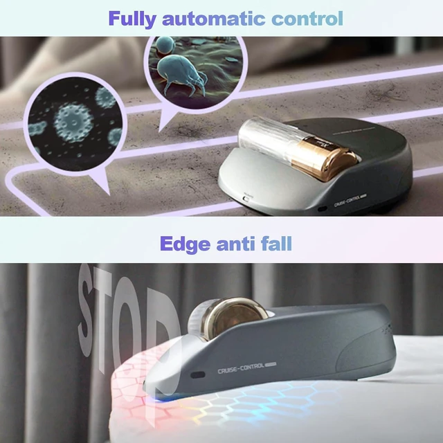 Alt view image 5 of 7 - Cordless Rechargeable X1 Bed Vacuum Robot 1-Click Deep Cleaning,Mattress Vacuum Cleaner 14AW Strong Suction 270nm Deep Ultraviolet Lamp,Specially Designed for Mattresses,Auto for Pet Hair and Dust