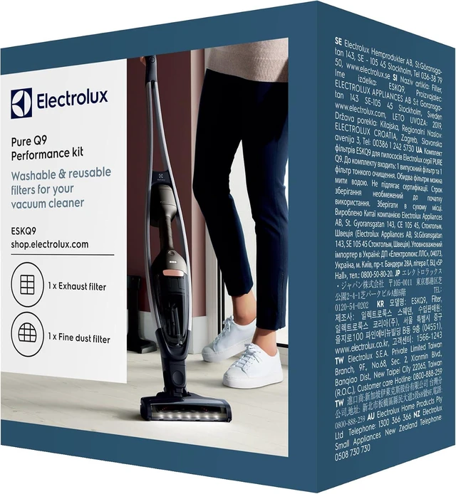 Main image of Electrolux ESKQ9 Filter Set - 1 Hygiene and 1 Pre-Motor Washable Filter for Q9 Black