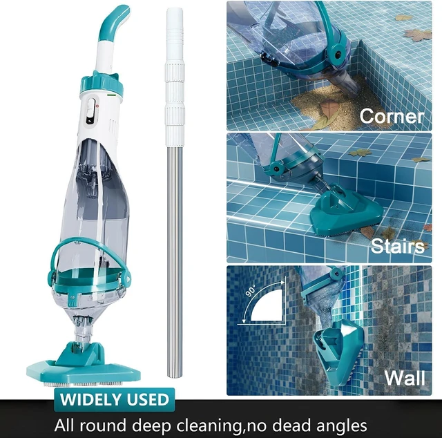 Alt view image 4 of 7 - Cordless Pool Vacuum for Above Ground Pool, 19 GPM Handheld Spa Hot Tub Vacuum Cleaner with 60" Extendable Pole, 60 Min Running Time, Ideal for Sand Underwater and Cleaning Debris