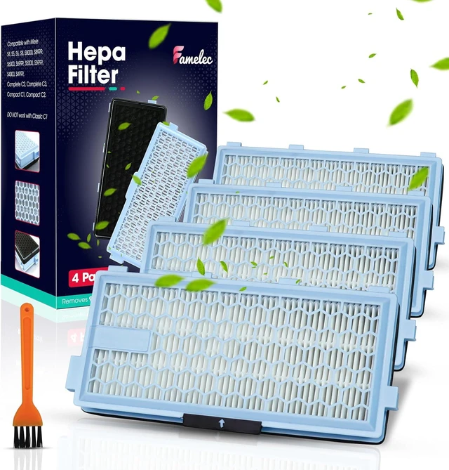 Main image of 4 Pack for Miele Hepa Airclean 50 Filter, Compatible with Miele Hepa Filter SF-HA 50 Models S4, S5, S6, S8, S8000, S6999 Fits for C2 Compact, for C3, C2 Complete, Filter for Vacuum Cleaner