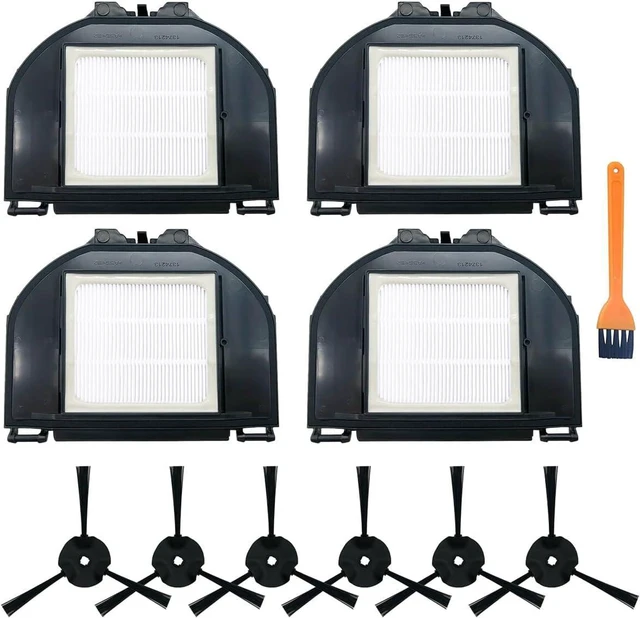 Main image of Vacuum Gasket In Hepa Filters Side Brush Compatible With Shark RV2310/RV2310AE Washable Robot Replacement Part (4 Hepa Filter)