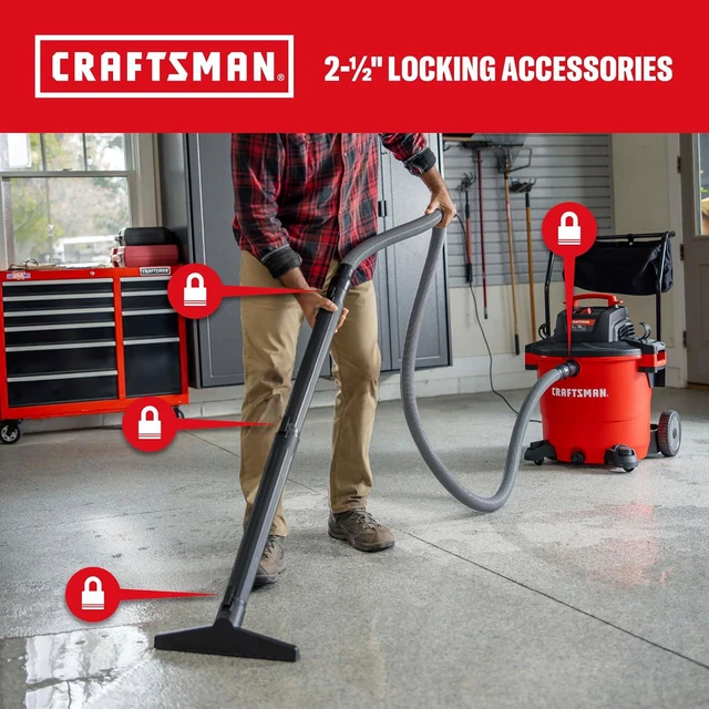 Alt view image 5 of 7 - CRAFTSMAN CMXEVBE17656 20 Gallon 6.5 Peak HP Wet Dry Shop Vacuum with Cart