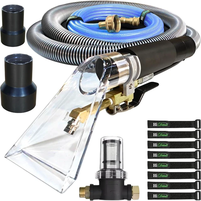 Main image of Hi Detail Shop Vac Extractor Kit with Wand and Hose, Adapter Converts Vacuum to carpet & upholstery Extractor for auto detailing & home (50 Ft Waterline, 15 Ft Vac Hose)
