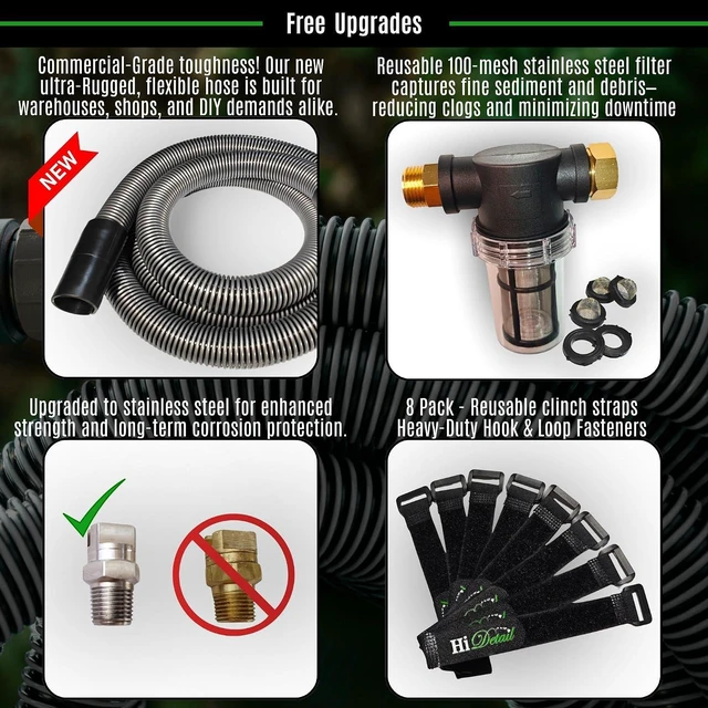 Alt view image 3 of 7 - Hi Detail Shop Vac Extractor Kit with Wand and Hose, Adapter Converts Vacuum to carpet & upholstery Extractor for auto detailing & home (50 Ft Waterline, 15 Ft Vac Hose)