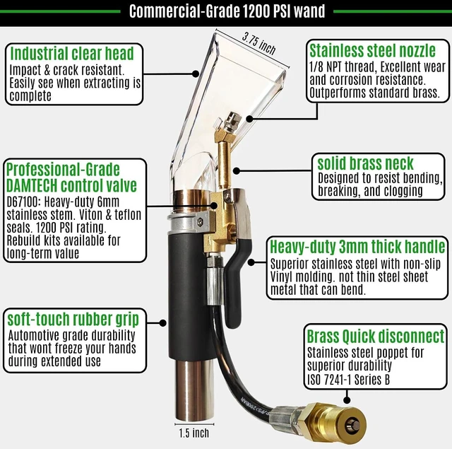 Alt view image 6 of 7 - Hi Detail Shop Vac Extractor Kit with Wand and Hose, Adapter Converts Vacuum to carpet & upholstery Extractor for auto detailing & home (50 Ft Waterline, 15 Ft Vac Hose)