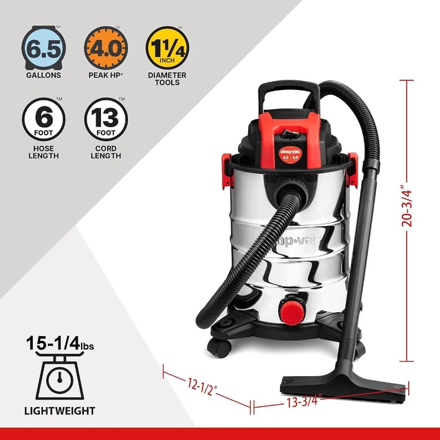 Alt view image 3 of 7 - Shop-Vac 6.5 Gallon 4.0 Peak HP Wet/Dry Vacuum with Blower Function