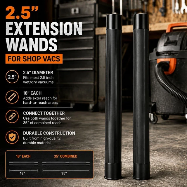 Alt view image 2 of 4 - Replacement 2 1/2" Accessories for Shop Vac Attachments 2.5 Wet Dry Vacuum Extension Wands, Floor Brush, Dust Brush, Crevice Tool, Utility Nozzle, and Hose Kit for Shop Vacs (2 Wands)