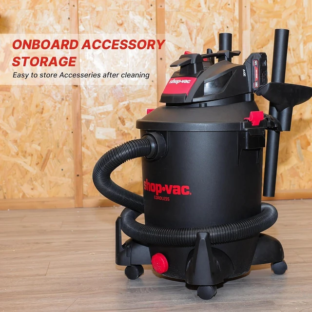 Alt view image 2 of 7 - Shop-Vac 5430031 10 Gallon 20V Cordless Wet/Dry Vacuum with 1.5-inch x 7-Foot Hose, Includes (2) Extension Wands, Cartridge Filter, Collection Bag, and Foam Sleeve