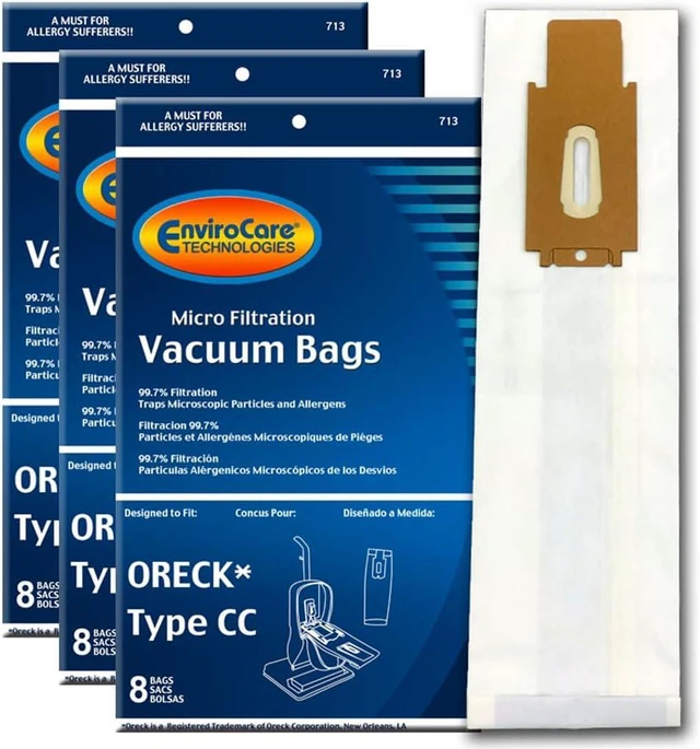 Main image of EnviroCare Replacement Micro Filtration Vacuum Cleaner Bags made to fit Oreck Type CC, XL. Fits: XL7, XL21, 2000, 3000, 4000, 8000, 9000 series and Hoover ONEPWR Upright Vacuum Cleaners 24 Bags
