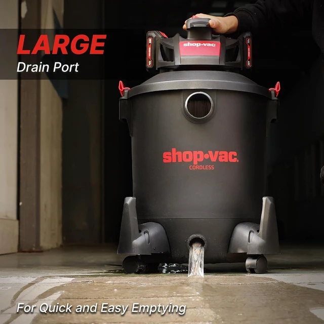 Alt view image 6 of 7 - Shop-Vac 5430031 10 Gallon 20V Cordless Wet/Dry Vacuum with 1.5-inch x 7-Foot Hose, Includes (2) Extension Wands, Cartridge Filter, Collection Bag, and Foam Sleeve