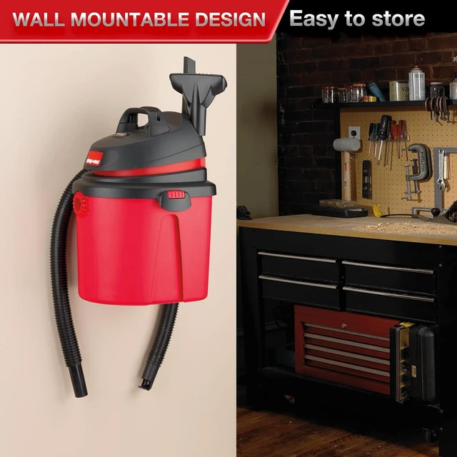 Alt view image 3 of 7 - Shop-Vac 4 Gallon 4.0 Peak HP Wet/Dry Vacuum, Wall Mounted, Blower