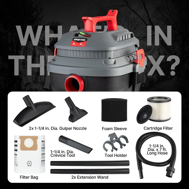 Alt view image 4 of 7 - Shop-Vac 5430096 4 Gallon 4 Peak HP Wet/Dry Vacuum with Blower Function