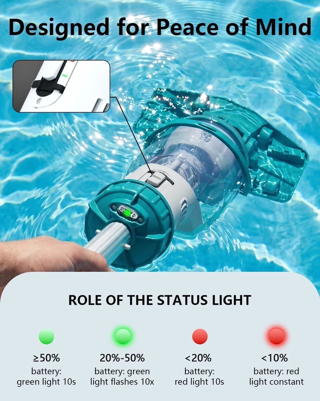 Alt view image 3 of 7 - FOTING Upgraded Cordless Handheld Pool Vacuum for Above Ground Pools