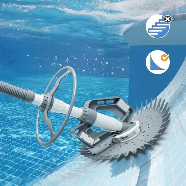 Alt view image 3 of 7 - VINGLI Suction Pool Cleaner, Automatic Wall-Climbing Vacuum - Light Gray