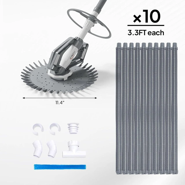 Alt view image 6 of 7 - VINGLI Suction Pool Cleaner, Automatic Wall-Climbing Vacuum - Light Gray