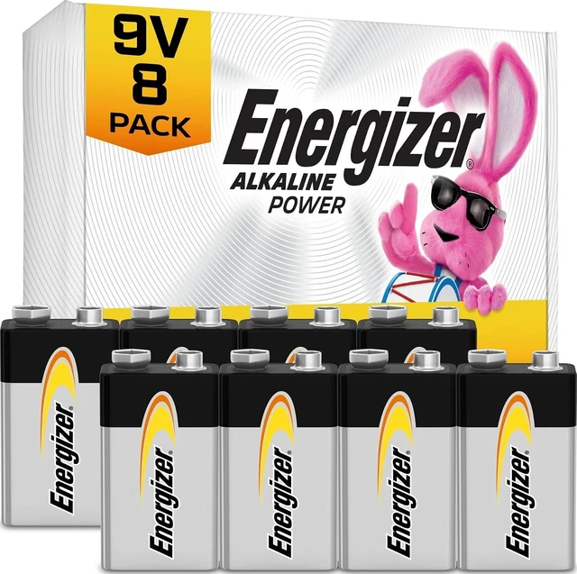 Main image of Energizer Alkaline Power 9V Batteries (8 Pack), Long-Lasting