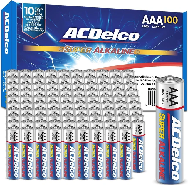Main image of ACDelco AAA Batteries, Maximum Power Super Alkaline Battery, 10-Year Shelf Life, Recloseable Packaging, 100 Count