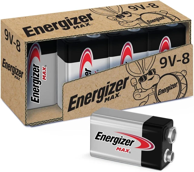 Main image of Energizer MAX 9V Batteries (8 Pack), 9 Volt Alkaline Batteries