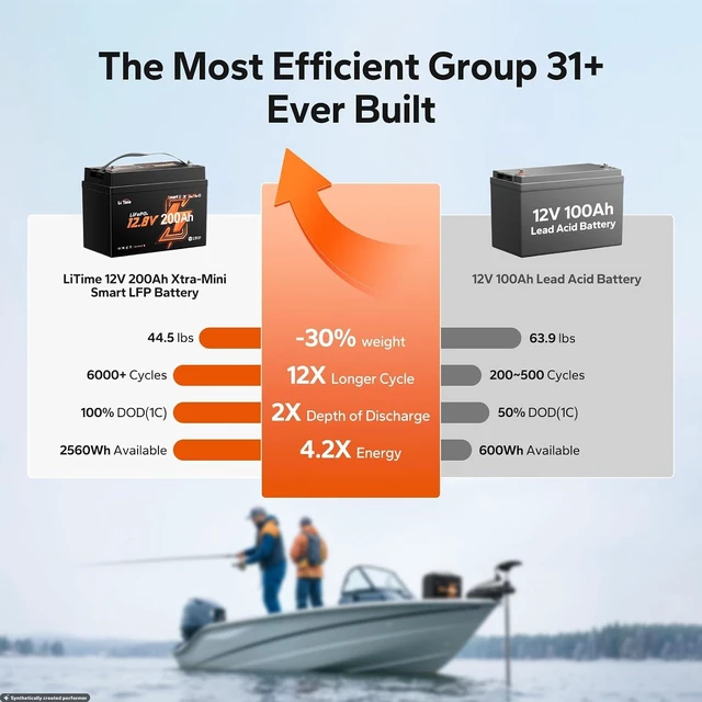 Alt view image 7 of 7 - Litime 12V 200Ah Lithium LiFePO4 Battery for Trolling Motor, Marine, Boat