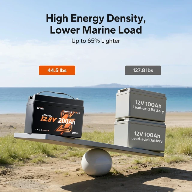 Alt view image 6 of 7 - Litime 12V 200Ah Lithium LiFePO4 Battery for Trolling Motor, Marine, Boat