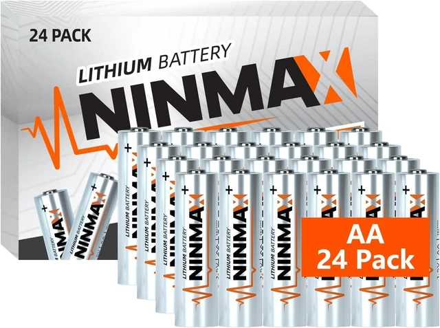 Main image of NINMAX® Lithium AA Batteries 24 Pack, 3500mAh 1.5V Longest Lasting Bulk Pack Double A Battery for High-Drain DevicesNon-Rechargeable