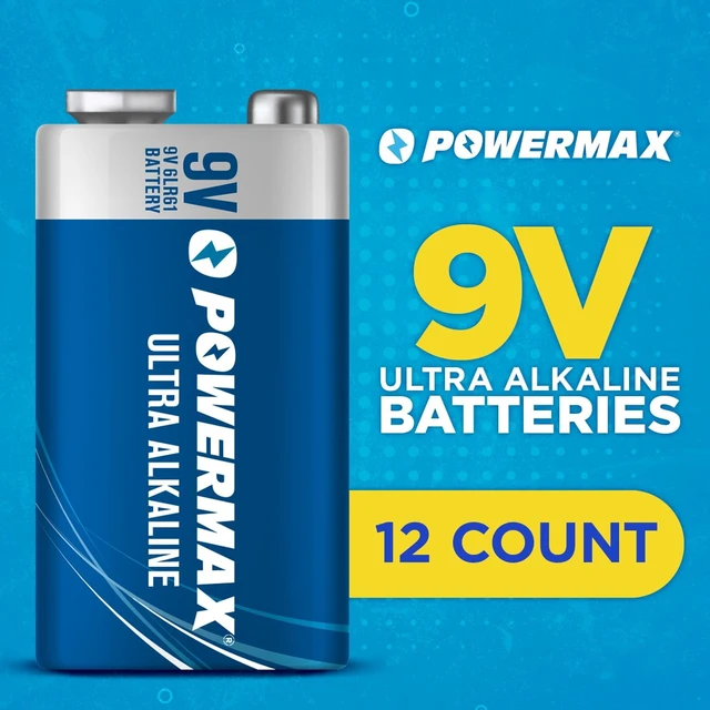 Alt view image 3 of 6 - Powermax 12-Count 9V Batteries, Ultra Long Lasting Alkaline Battery for Home and Office, 7-Year Shelf Life, Reclosable Packaging
