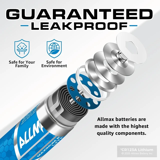 Alt view image 4 of 6 - Allmax CR123A Maximum Power Lithium Batteries (16 Count) 3V