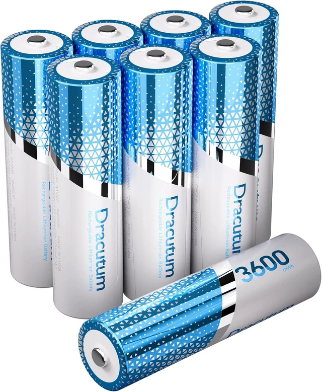 Main image of 8 Pack 1.5V Rechargeable AA Batteries Lithium 3600mWh