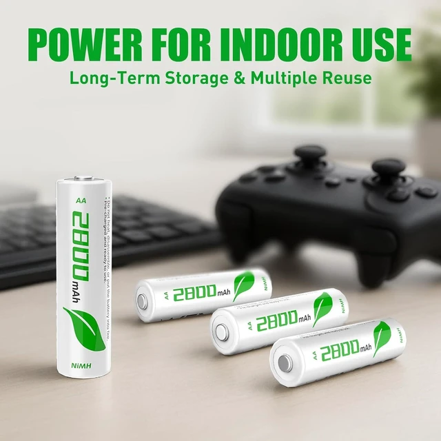 Alt view image 6 of 7 - Rechargeable AA Batteries, 2800mAh High Capacity Double A Batteries 12Pack NiMH AA Rechargeable Batteries for Household, Toys & Gaming Controllers - Long Battery Life 1.2V Low Self Discharge