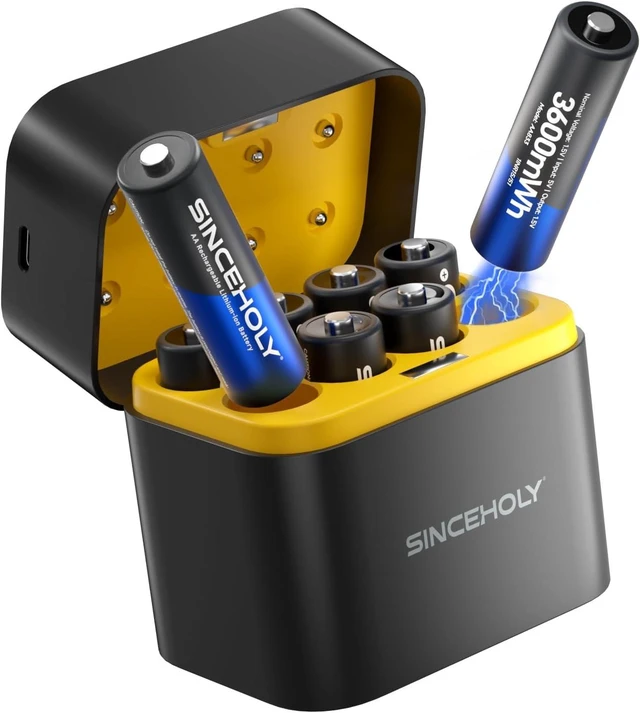Main image of 8 Pack 1.5V 3600mWh AA Lithium Rechargeable Batteries with Charger