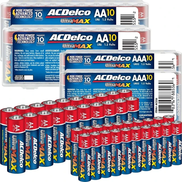 Main image of Powermax ACDelco UltraMAX AA and AAA Batteries, 40-Count Combo Pack, 20-Count Each, Alkaline Battery with Advanced Technology, 10-Year Shelf Life, Reclosable Packaging