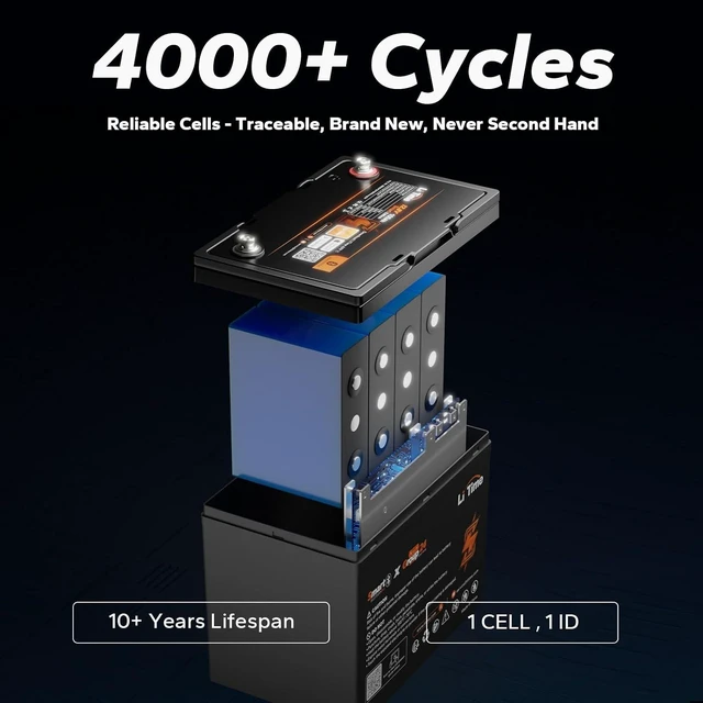 Alt view image 5 of 7 - Litime 12V 100Ah LiFePO4 Battery, Group 24 Lithium Batteries for RV, Camper