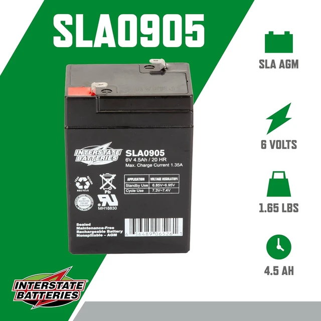 Alt view image 3 of 6 - Interstate Batteries SLA Battery 6V 4.5Ah AGM VRLA (F1 Terminal) SLA0905